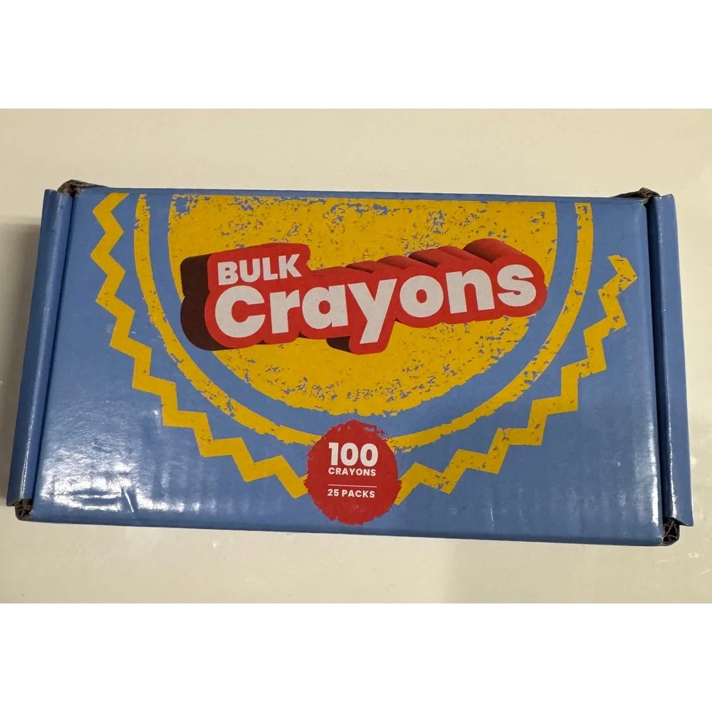 Bulk Crayons 100 Count 25 Packs of 4 Non-Toxic Party Favors School Supplies